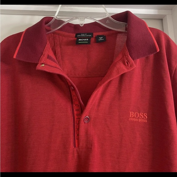 NWOT’S Hugo Boss Slim Fit Polo Shirt With Branded Bracket Men’s Size Medium - Picture 2 of 5